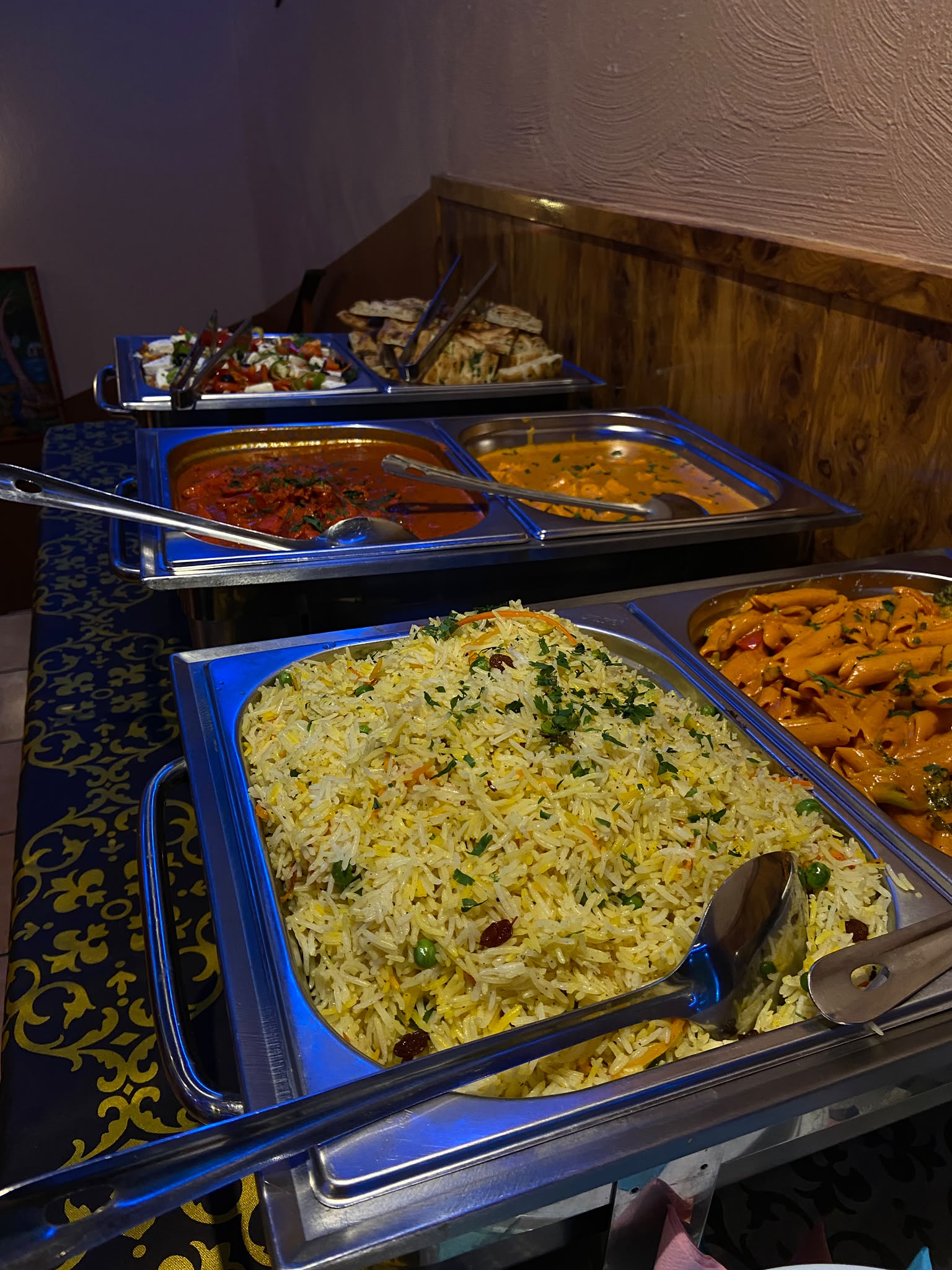 Freshly prepared Indian food